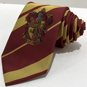 Harry Potter Gryffindor  Boys Tie Burgundy Gold Stripes Shield Logo 47" Cosplay